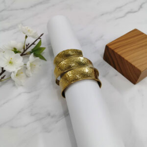 Hammered Brass Metallic Gold Spiral Golden Coil Bangle