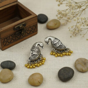 Oxidized German Silver Dove Earrings for Women and Girls