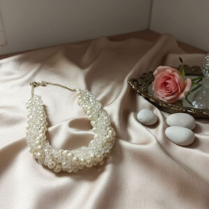 Ivory Pearl and Crystal Necklace with Gold Chain