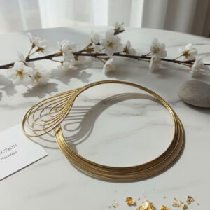 Golden Metal Minimalist Open-Ended Choker Necklace for Women