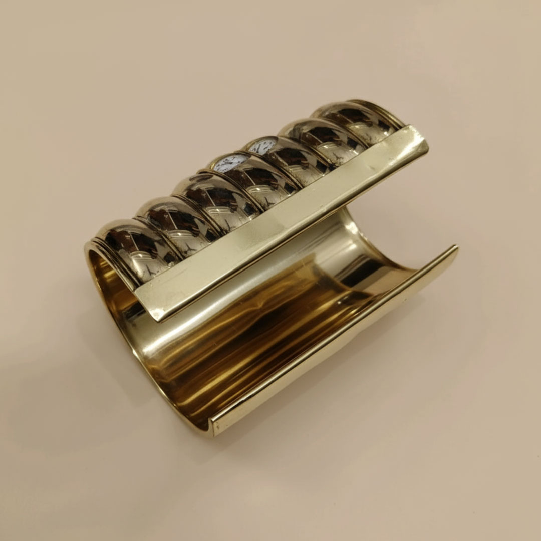 Set of Seven Polished Gold-Plated Metallic Bangles for Women - Image 2