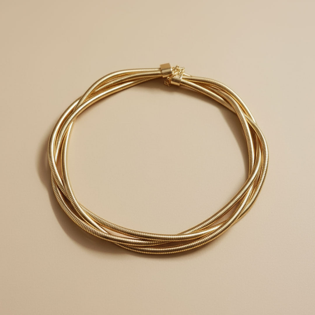 Multi-Strand Gold-Toned Metal Chain Necklace for Women - Image 2