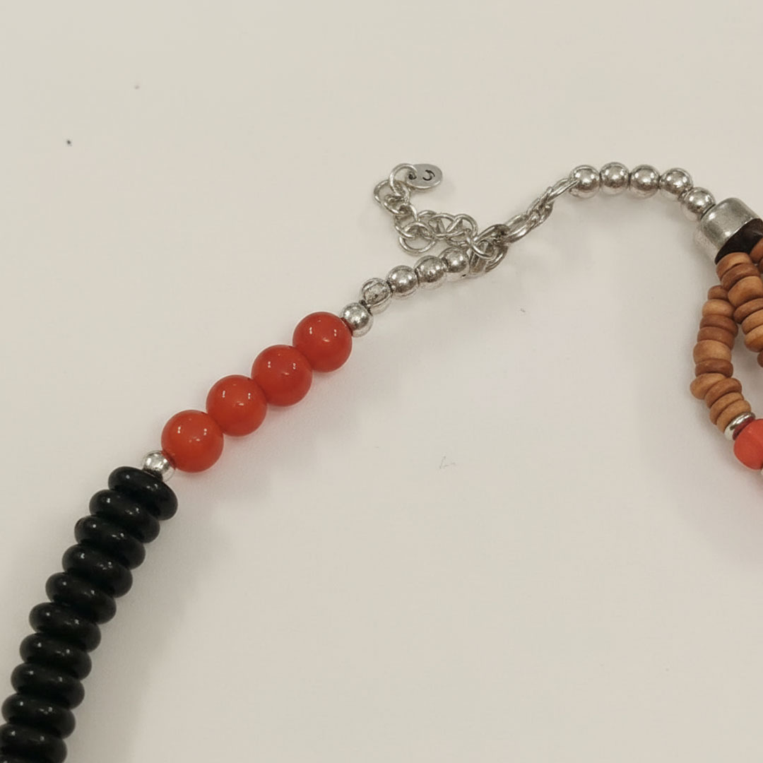 Multicolor Glass, Resin, and Wood Beaded Sunset Necklace - Image 4