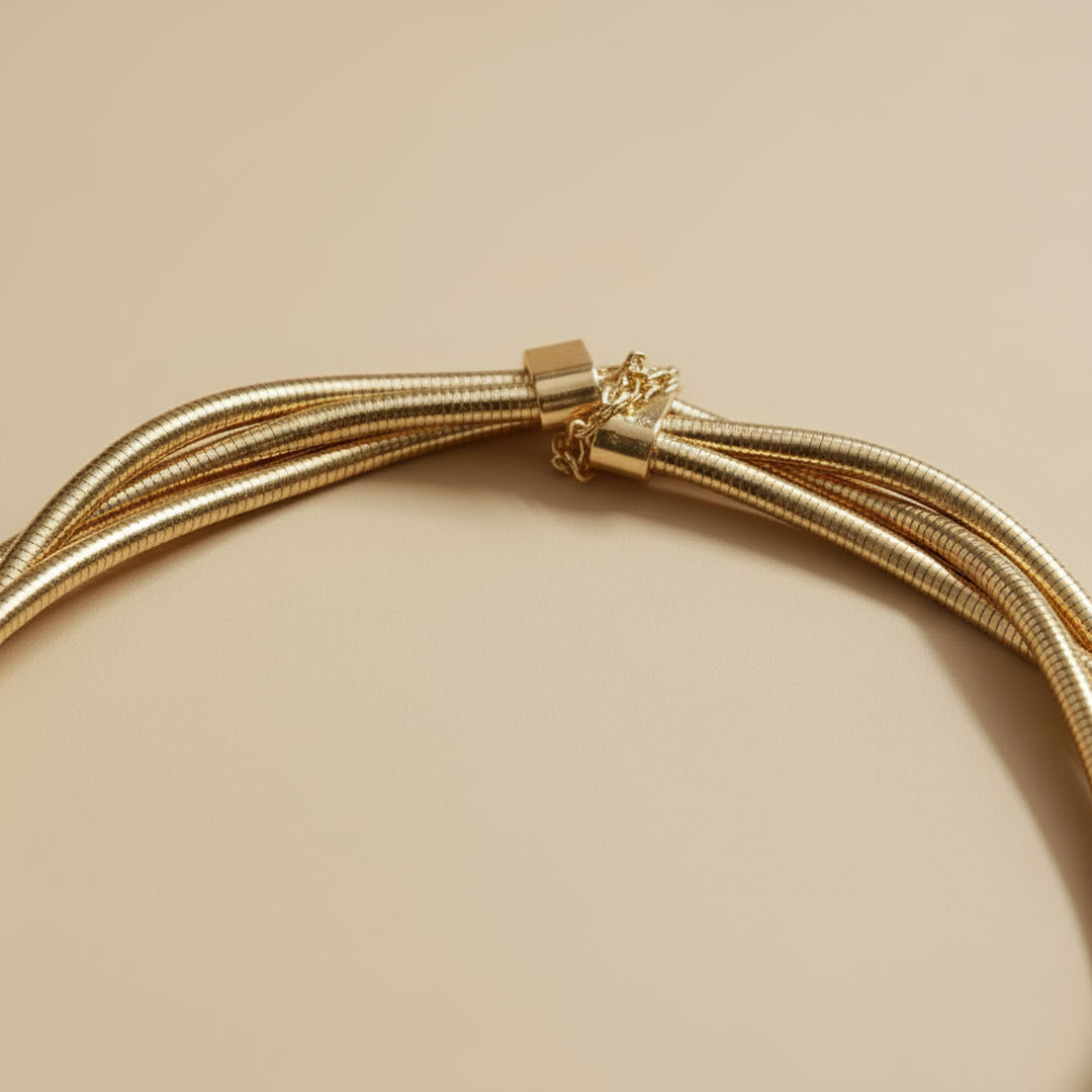 Multi-Strand Gold-Toned Metal Chain Necklace for Women - Image 3