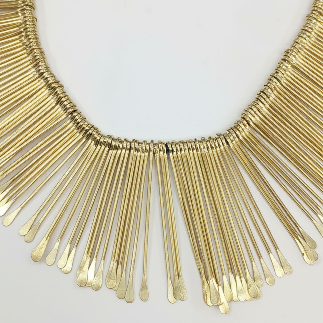 Gold-Tone Metal Necklace on Black Cord Golden Crest Necklace - Image 3