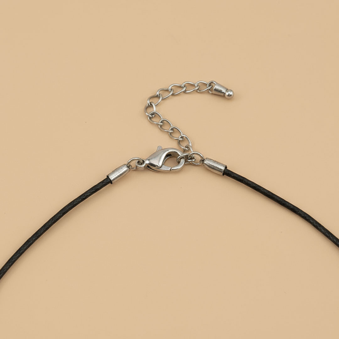 Silver-Tone Metal Filigree Sunray Collar Necklace with Black Cord - Image 4