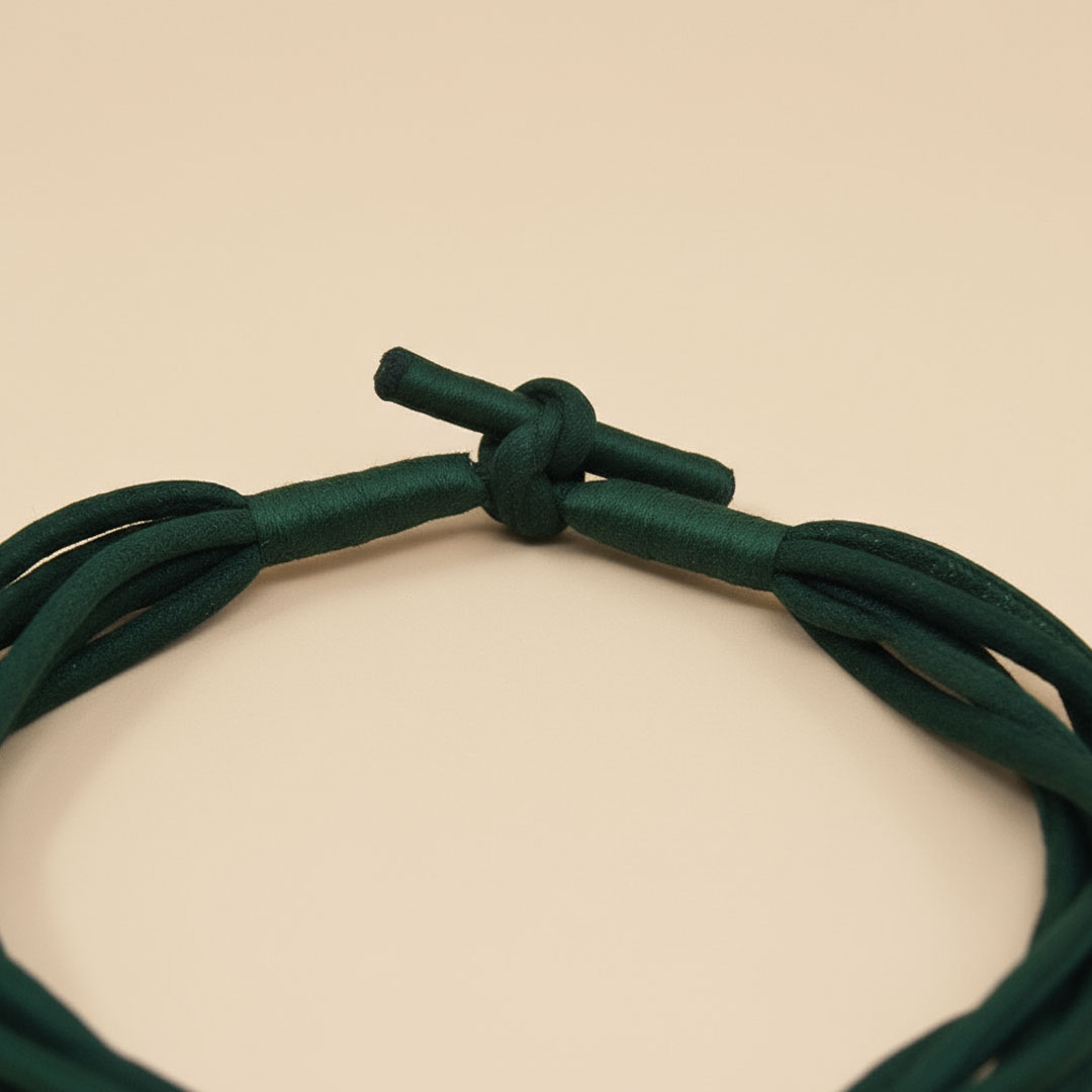 Dark Green Suede Cord Necklace with Black Beige Pendant - Image 5