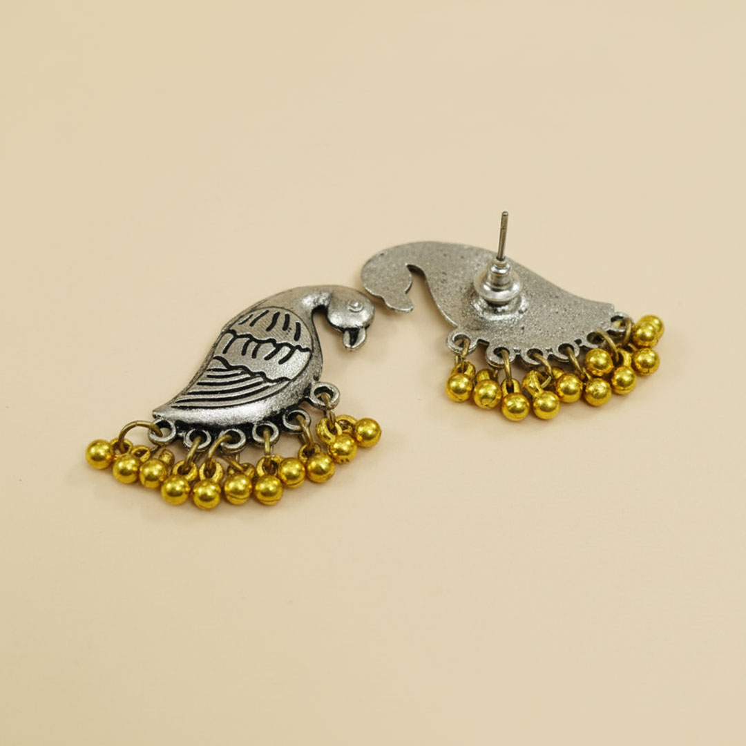 Oxidized German Silver Dove Earrings for Women and Girls - Image 2